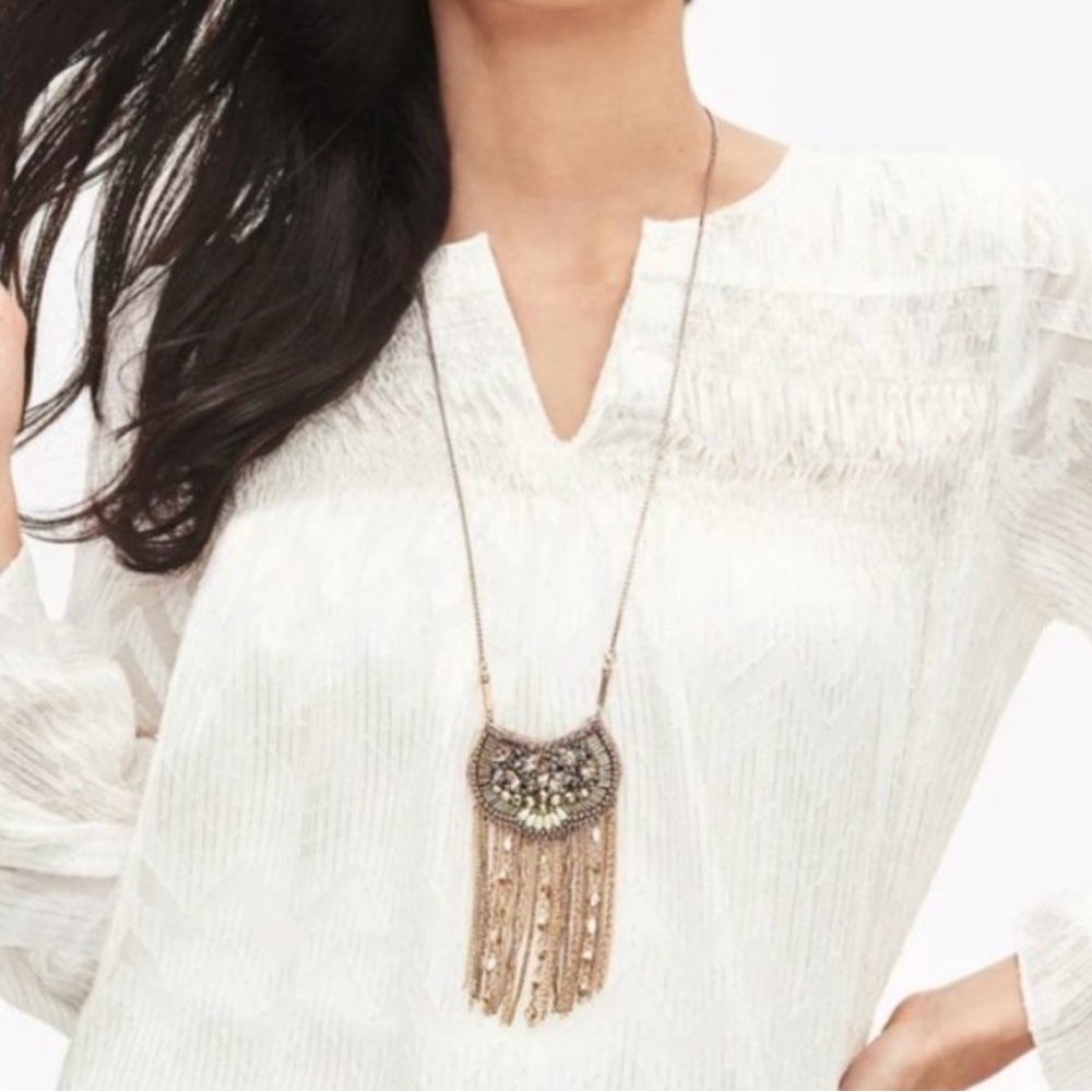 Stella & Dot Adalena Gold Fringe Necklace